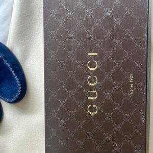 Gucci Dark Blue Velvet Loafers